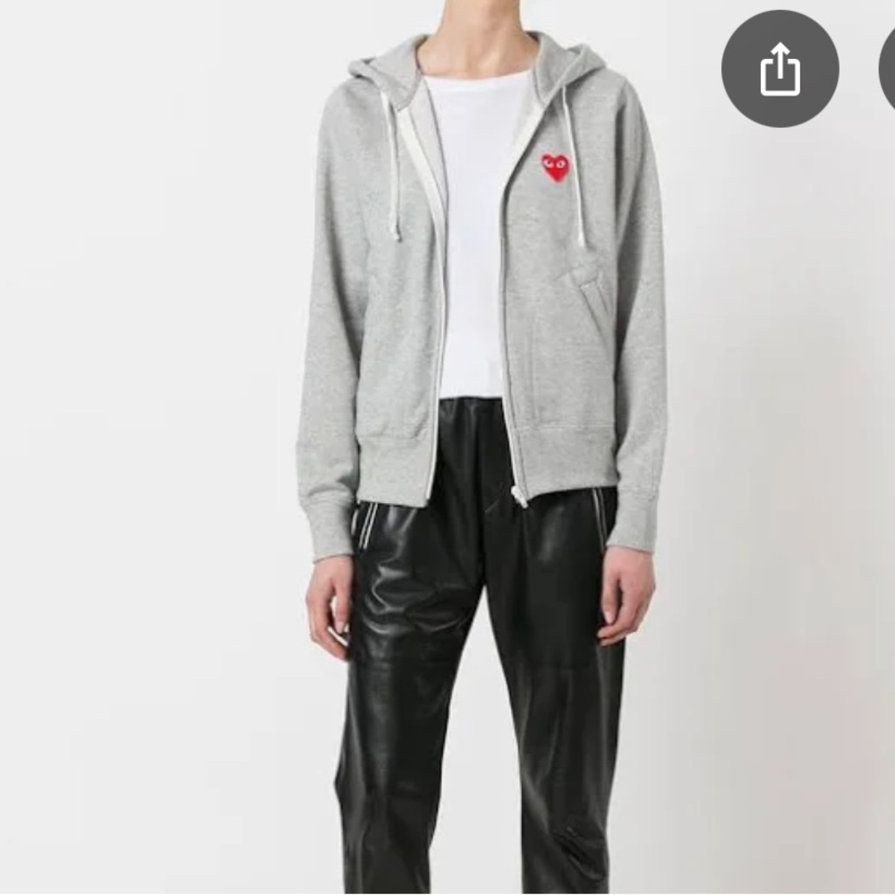 Comme des Garcons PLAY Gray Hoodie with Red Heart